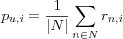p_{u,i} =
\frac{1}{|N|} \sum_{n \in N} r_{n,i}
