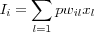 I_i = \sum_{l=1}{p} w_{il} x_l
